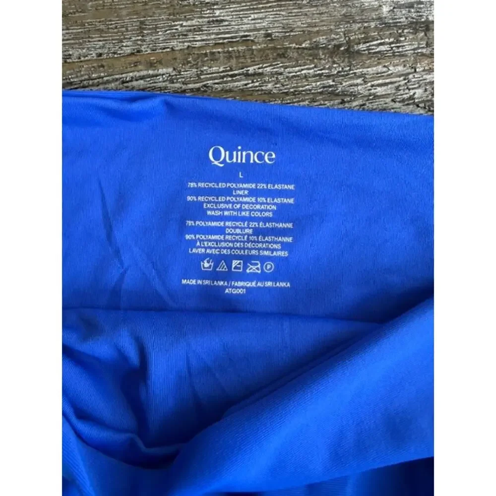 Quince NWT Italian High-Rise High-Leg Bikini Bottom Large Electric Blue